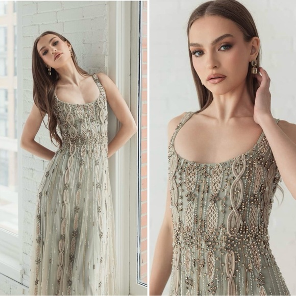 Mac Duggal | Dresses | Mac Duggalgreen Embellished Mesh Sleeveless Scoop Neck Midi Dress | Poshmark Mac Duggal | Dresses | Mac Duggalgreen Embellished Mesh Sleeveless Scoop Neck Midi Dress | Poshmark